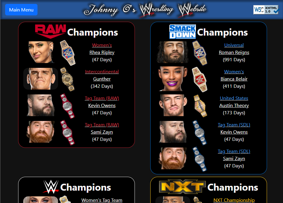 Johnny O's Wrestling Website