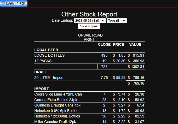 Topsail Billiards Inventory Tracker