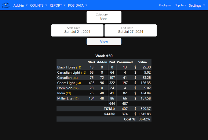 Topsail Billiards Inventory Tracker