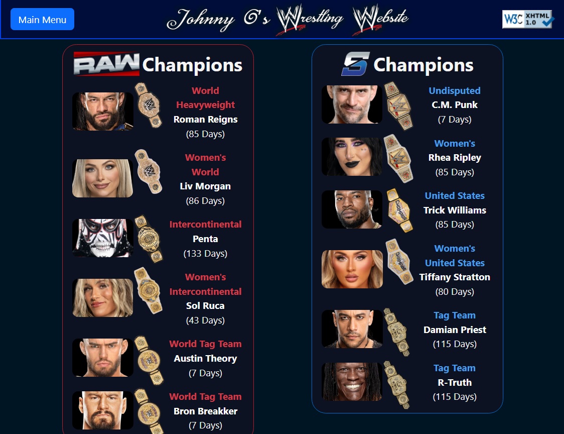 Johnny O's Wrestling Website
