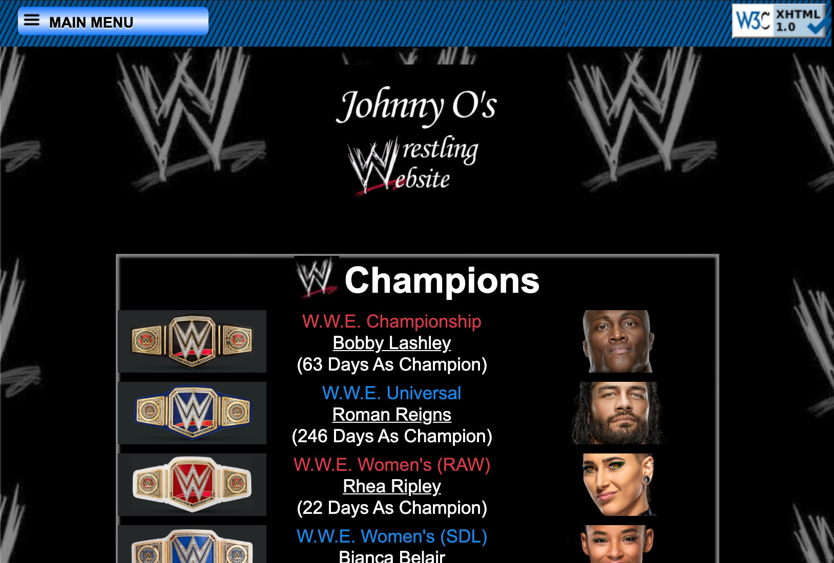 Johnny O's Wrestling Website